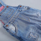 Kidscool Space Baby & Little Boys/Girls Blue & Black Denim Overalls,Blue,6-12 Months