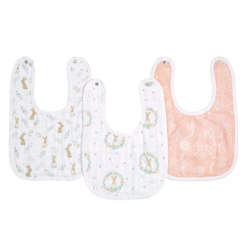 Aden + Anais Essentials Baby Bibs Soft & Absorbent 100% Muslin Cotton Adjustable Snap Bibs Set For Boys And Girls, 3 Pack, Blush