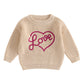 Nokpsedcb Baby Girl Cute Long Sleeve Heart Flowers Embroidery Oversized Sweater Toddler Valentine Outfit (Beige Love, 12-18 Mont
