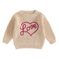 Nokpsedcb Baby Girl Cute Long Sleeve Heart Flowers Embroidery Oversized Sweater Toddler Valentine Outfit (Beige Love, 9-12 Month