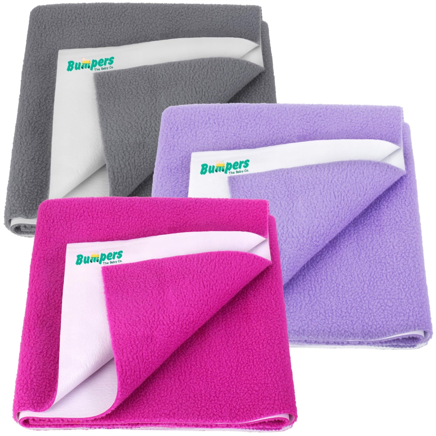 Bumpers AntiPiling Quick Dry & Absorbent Sheet Polycotton Baby Bed Protecting Waterproof Mat (Rani Pink, Violet, Grey, Small (7