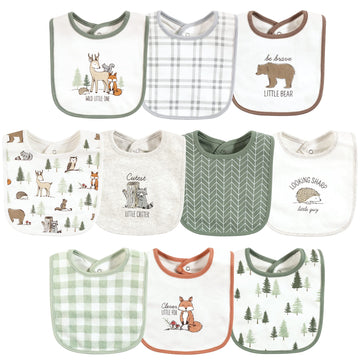 Hudson Baby Unisex Baby Cotton Bibs, Forest Animals, One Size