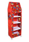 Flipzon Multipurpose 5 Shelve Baby Wardrobe, Foldable, (Unbreakable Material, Medium, Red, Plastic)