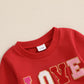 Iddolaka Toddler Baby Girls Valentines Day Outfits Long Sleeve Letter Sweatshirt Shirt Heart Flared Pants Spring Clothes (K-Love