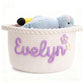 Personalized Baby Basket with Name, Custom Rope Cotton Babys Basket, Baby Shower Gifts, Newborn Gift, Diaper Caddy Organizer, Nu