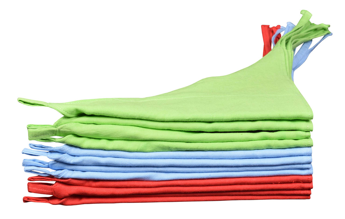 Mk Handicraft Set Of 12 Pieces Soft And Pure Cotton Triangular Nappies For Babies (Red, Children: M)
