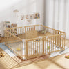 Wooden Baby Playpen with Child Safety Lock, 6464 Large Playpen for Babies and Toddlers, Indoor Play Pen for Kids Activity Center