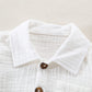 Baby Boys Clothes Set Toddler Infant Boys Button-Down Shirt Tops + Cotton Gauze Shorts Summer Outfit 2Pcs With Pockets (White, 5