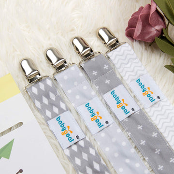 Babygoal Baby Pacifier Clips With Pacifier Case, 4 Pack Pacifer Holder For Girls And Boys Fits For All Pacifier Styles, Baby Toy
