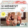 The Honest Company Clean Conscious Diapers | Plant-Based, Sustainable | Just Peachy + Flower Power | Super Club Box, Size 4 (22-