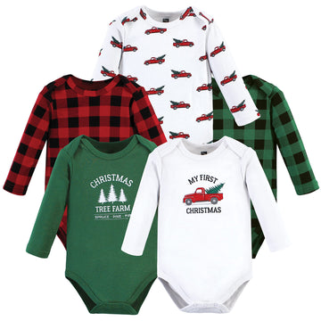 Hudson Baby Boys Cotton Long-Sleeve Bodysuits And Toddler T-Shirt Set, Christmas Tree, 18-24 Months Us