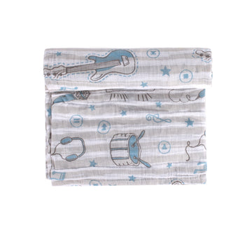 abracadabra Cotton Muslin Swaddle Wrap for New Born Baby, 018 M+ (110 cm X 110 cm)  Rockstar