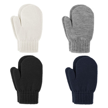 Durio Toddler Mittens Knit Mittens For Toddler Boys Girls Soft Kids Mittens Winter Crochet Toddler Kids Gloves Black & White & G