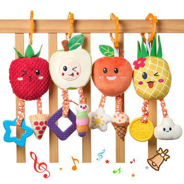 OR OR TU Baby Toys for 3 6 9 12 Months, Hanging Toys Fruit Rattles Infant Newborn Stroller Mobile Toys Car Seat Crib Plush Wind 