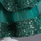 Miipat Baby Girl Pageant Dress Ruffle Flower Wedding Birthday Party Princess Dresses Sequins Toddler Ball Gown(Green,18-24M)