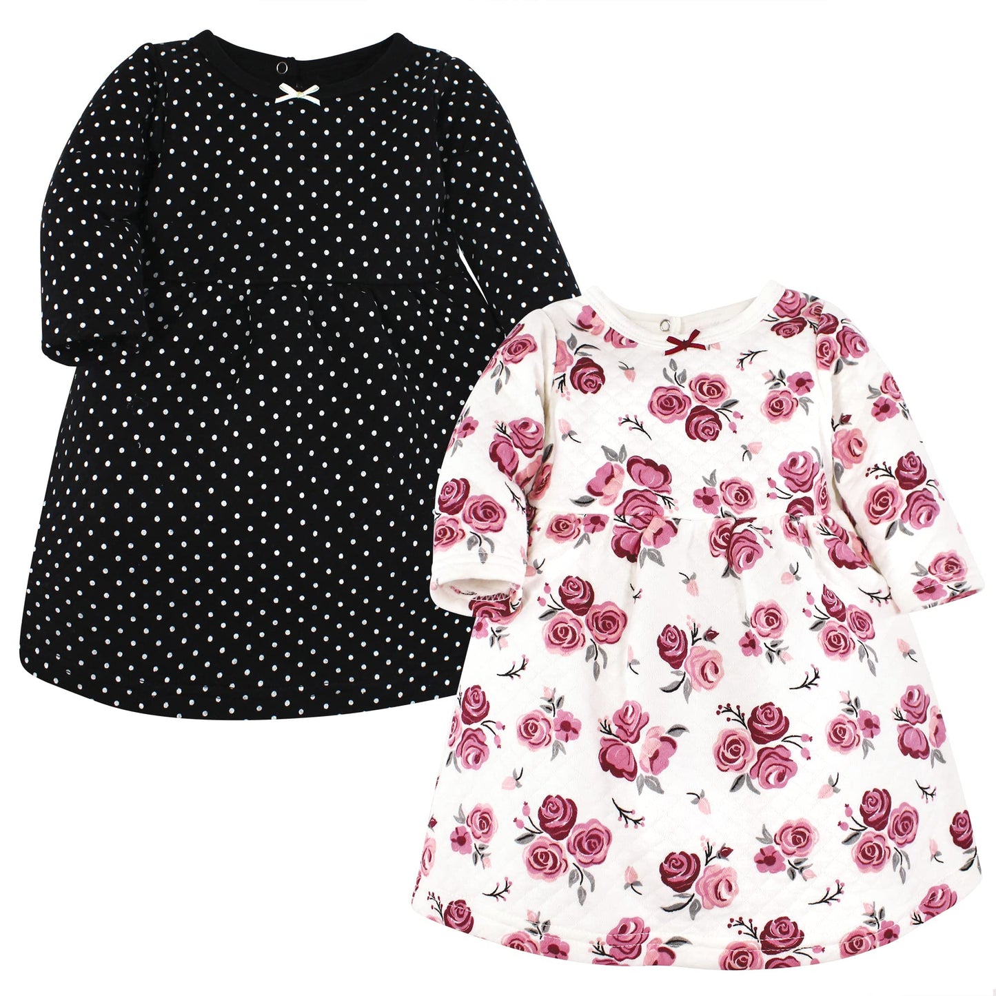Hudson Baby Girls' Cotton Dresses, Burgundy Rose, 9-12 Months