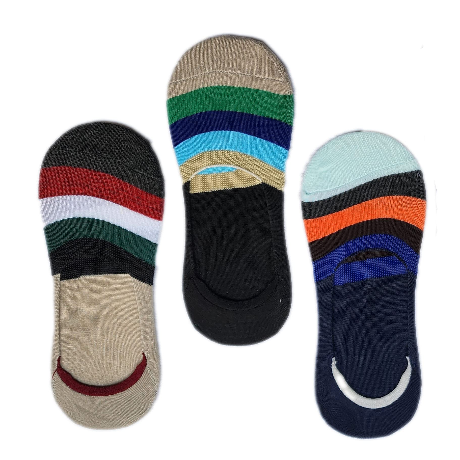 Queery Men Cotton No Show Invisible Loafer Socks Pack Of 3 D9