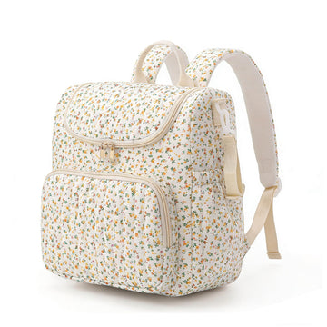 Lushandy Quilted Diaper Bag Backpack, Floral Puffer Diaper Backpack with Stroller Straps Large Baby Travel Hospital Bag