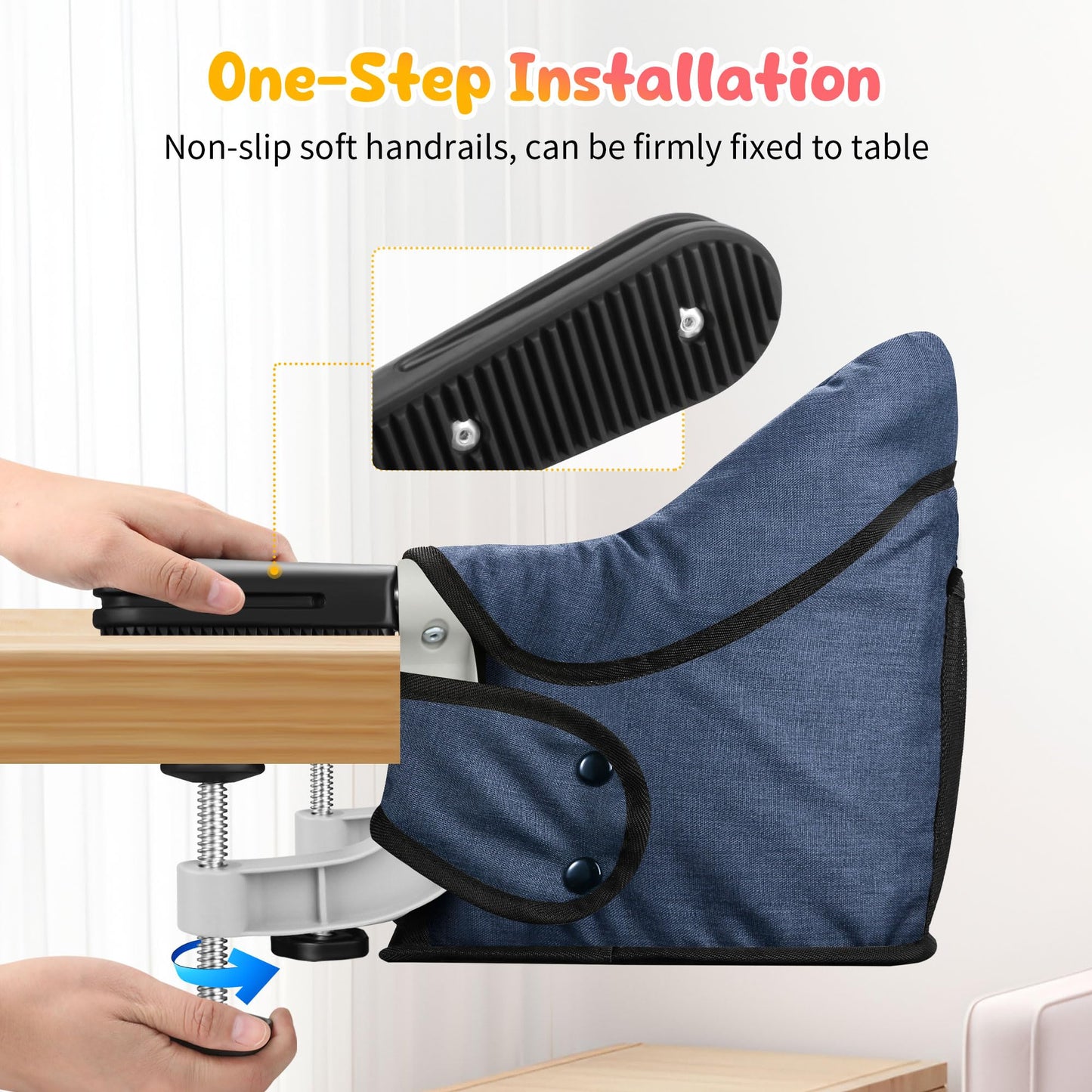 Hook On High Chair With Removable Dining Tray,Folding Portable Clip On Table High Chair,Baby Chair With Storage Bag For Indoor/O