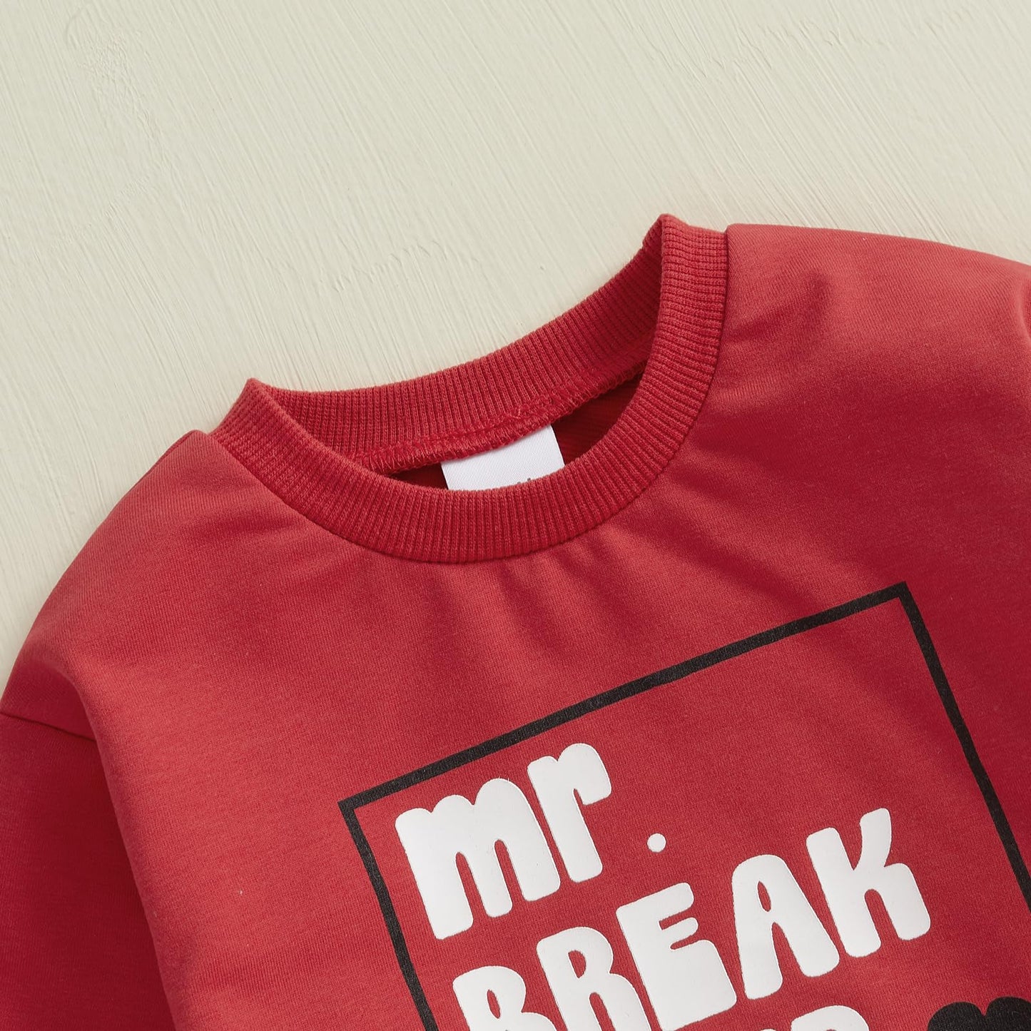 Baby Boy Fall Clothes Set Long Sleeve Letter Print Sweatshirt Pants Valentines Day Outfits 6 12 18 24 Months 2T (Red, 12-18 Mont
