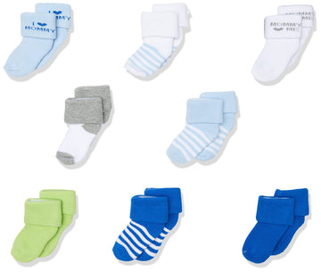 Luvable Friends Baby Boys Newborn And Terry Socks, Blue Mommy, 0-6 Months Us