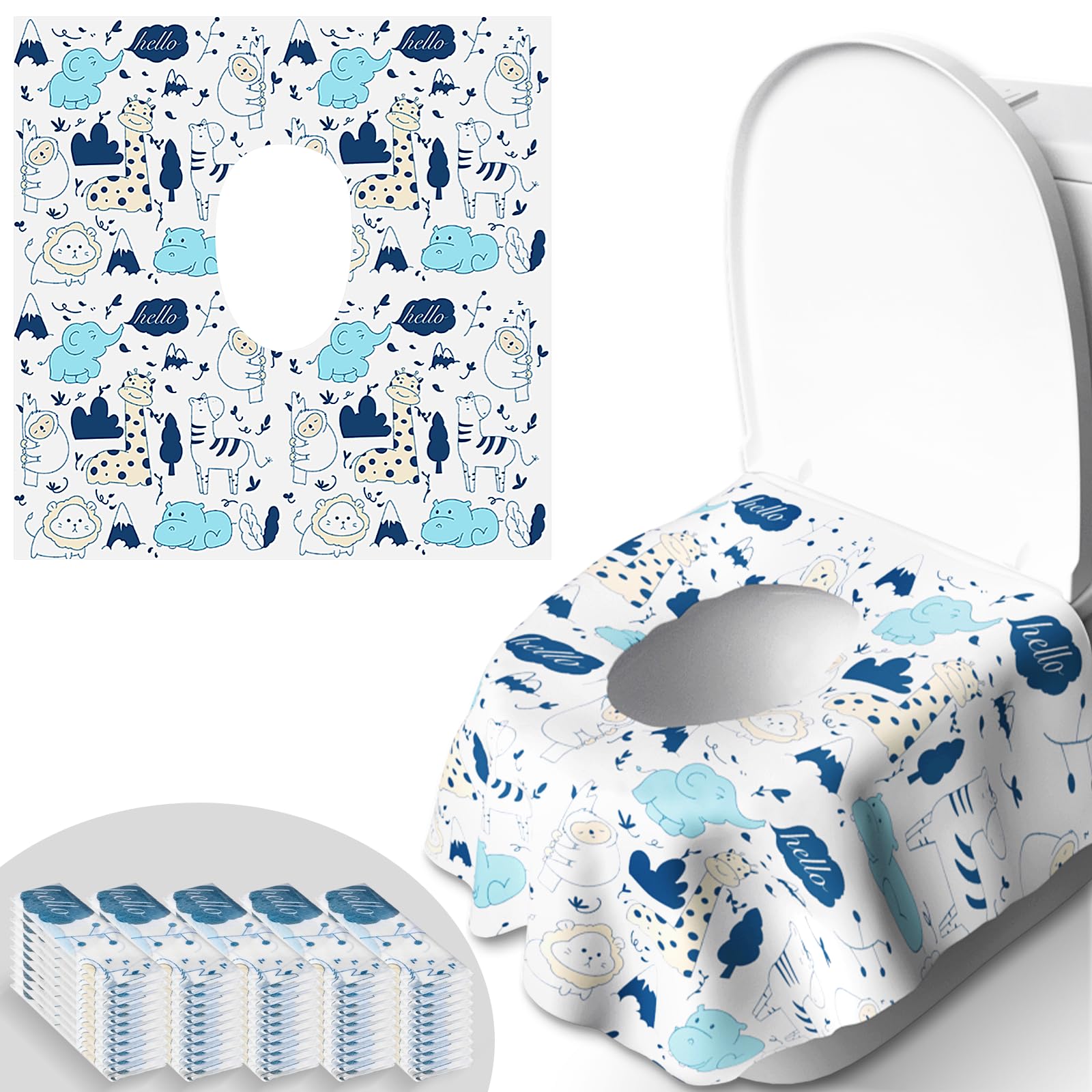 50 PCS Disposable Toilet Seat Covers, Extra Large Portable Potty Seat Covers for Toilet, Bathroom, Toddler & Kid Potty Training 
