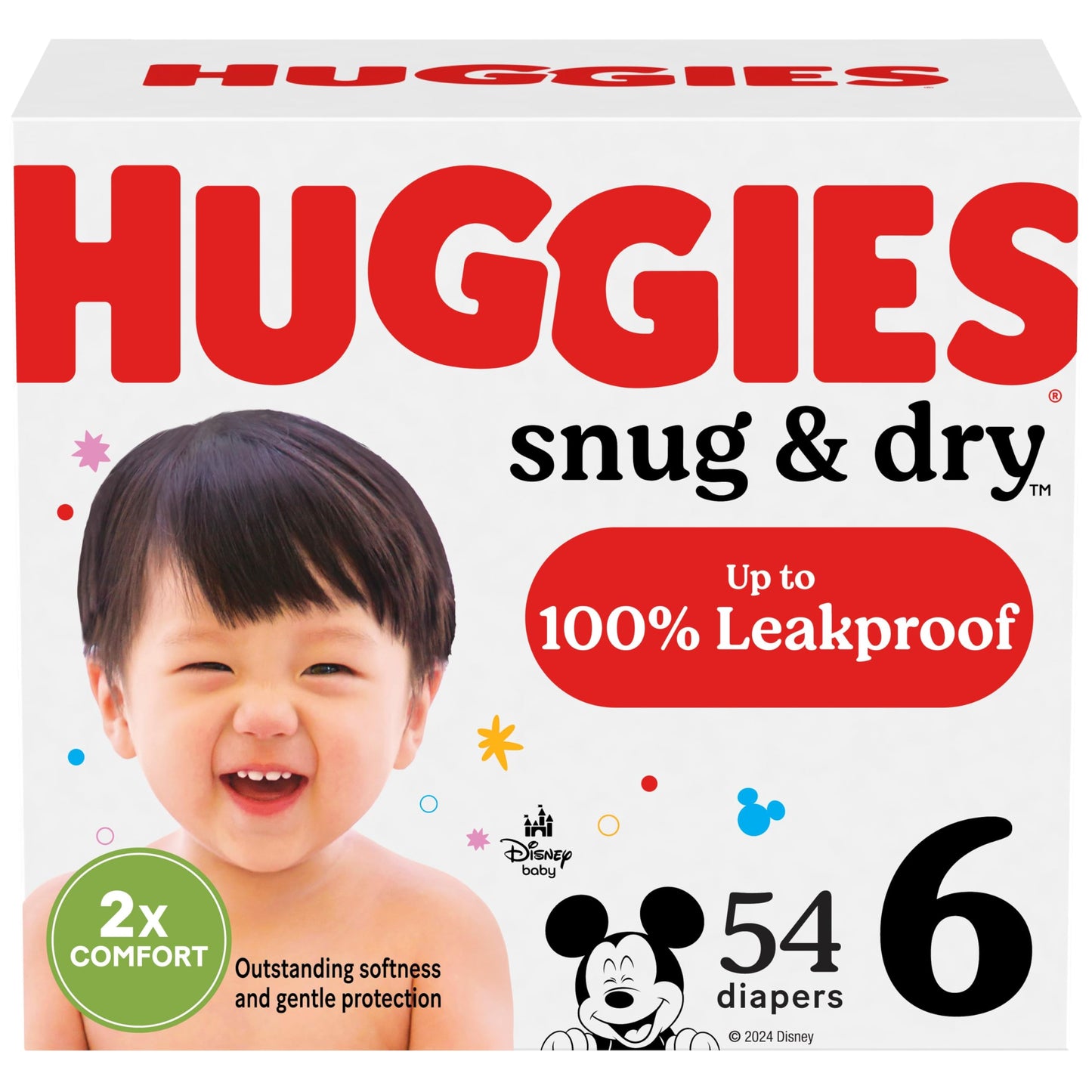Huggies Size 6 Diapers, Snug & Dry Baby Diapers, Size 6 (35+ Lbs), 54 Count, Packaging May Vary