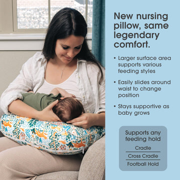 Boppy Nursing Pillow, Colorful Forest Animals, Larger, More Supportive Pillow For Breastfeeding And Bottle Feeding, Firmer Fill,