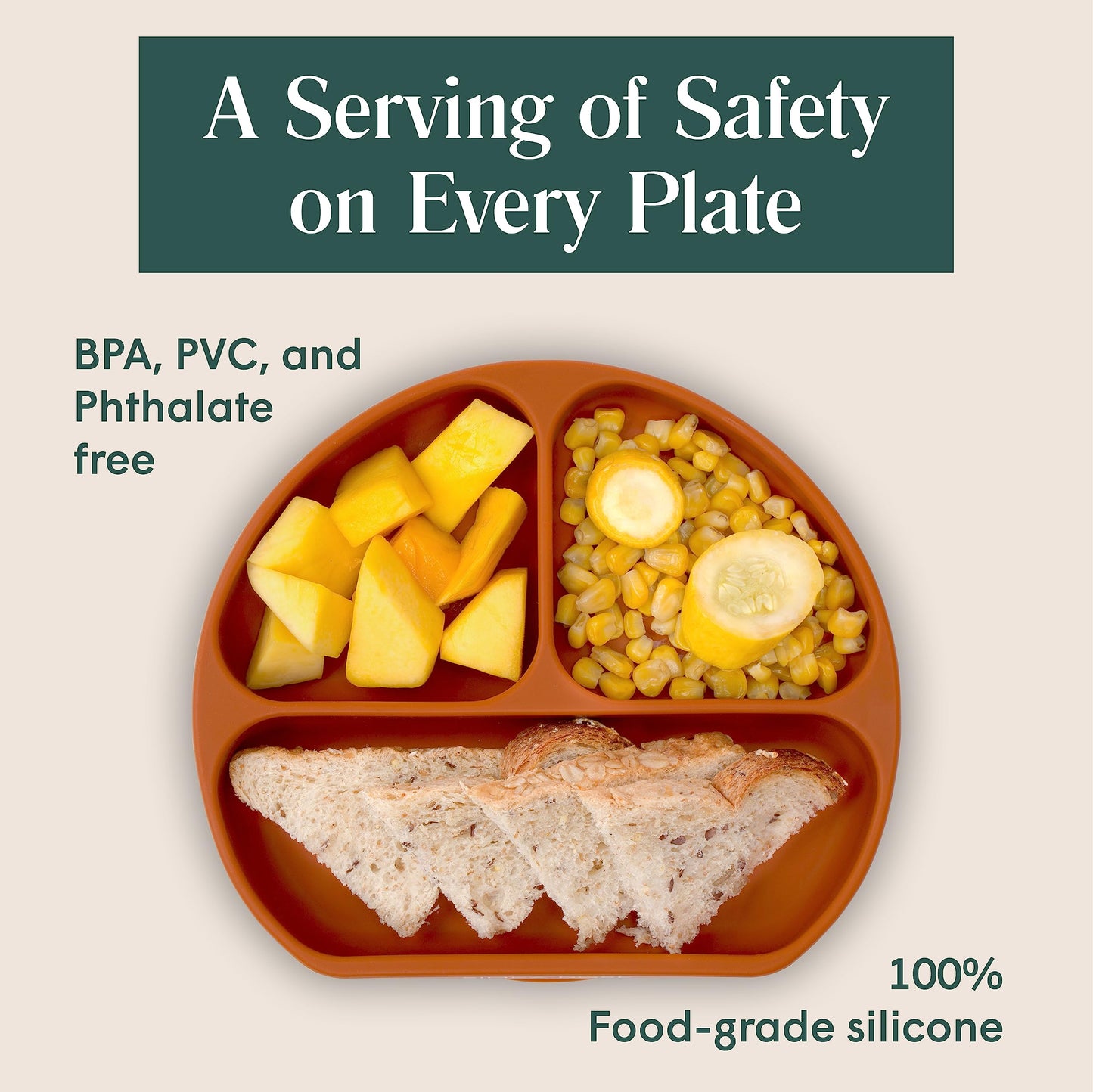 Simka Rose Baby Suction Plates - Silicone Divided Design, Bpa Free, Microwave & Dishwasher Safe - Baby Led Weaning Supplies (Pac