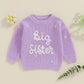 Toddler Infant Baby Girl Knit Sweater Big Sister Little Sister Matching Outfits Long Sleeve Pullover Sweatshirt (Purple, 18-24 M