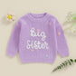 Toddler Infant Baby Girl Knit Sweater Big Sister Little Sister Matching Outfits Long Sleeve Pullover Sweatshirt (Purple, 3 Years