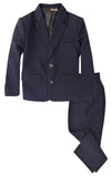 G218 Boys 2 Piece Suit Set Toddler To Teen (Small/3-6 Months, Navy Blue)