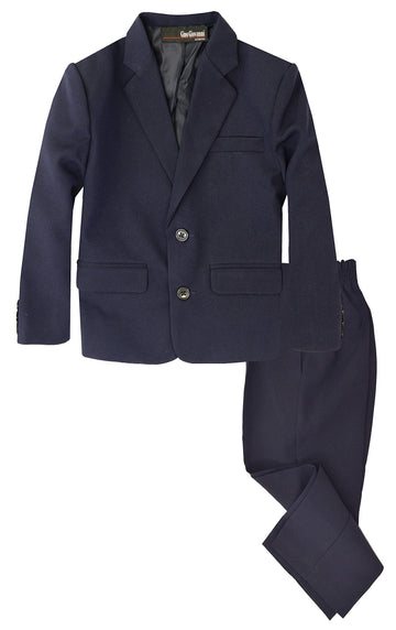 G218 Boys 2 Piece Suit Set Toddler To Teen (Small/3-6 Months, Navy Blue)