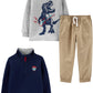 Simple Joys By Carter'S Baby Boys' 3-Piece Playwear Set, Beige/Grey Dinosaur/Navy, 2T