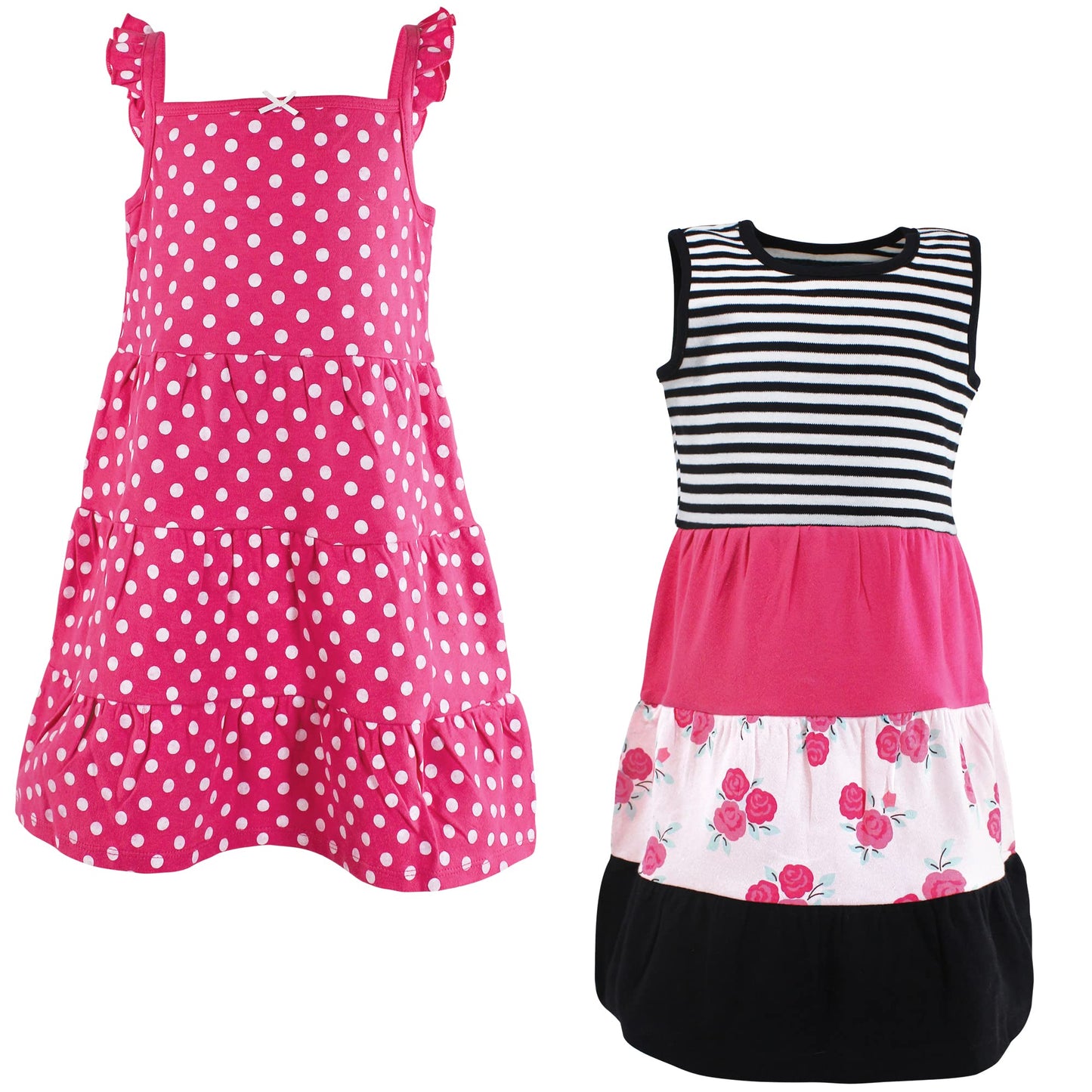 Hudson Baby Girls' Cotton Dresses, Pink Black Roses, 3T