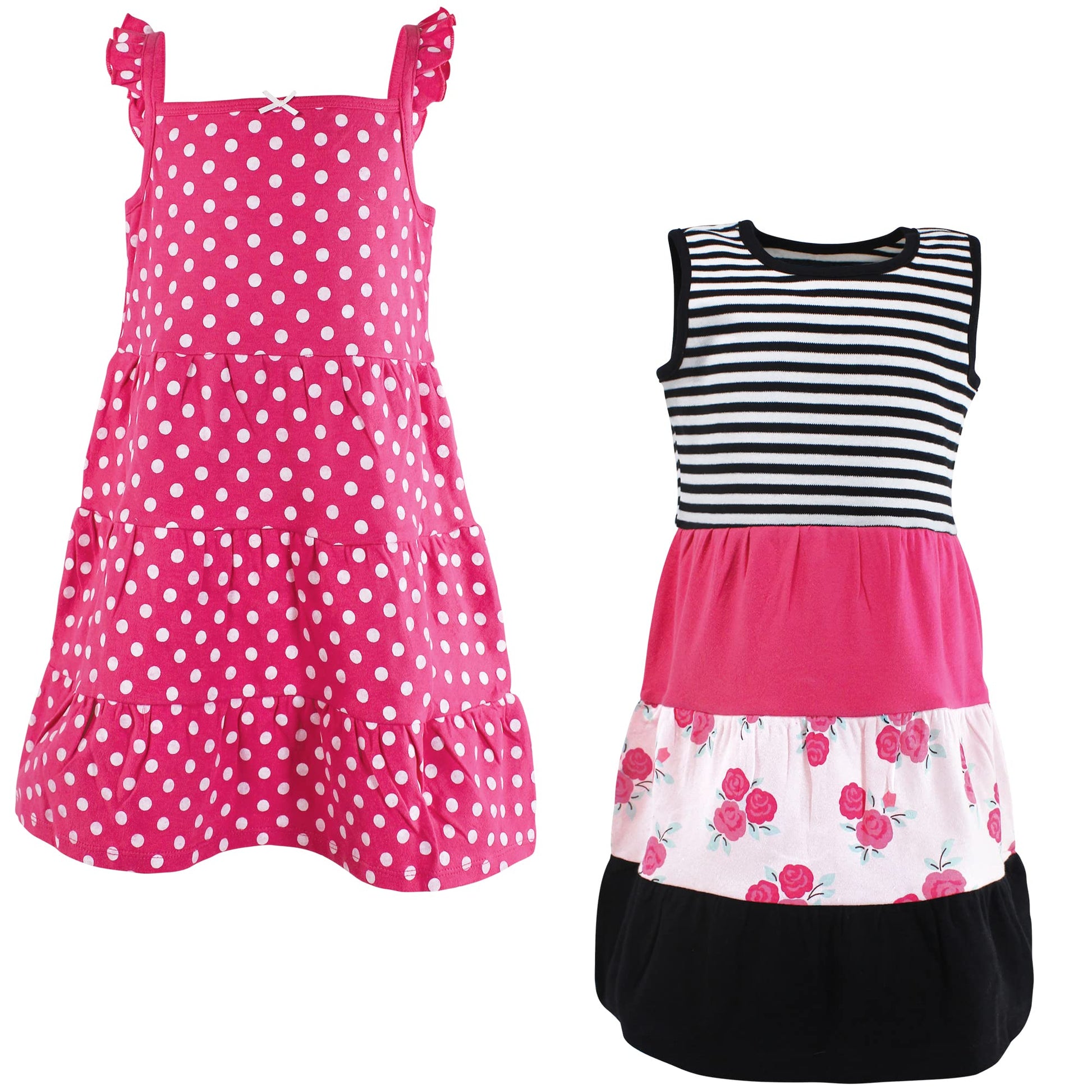 Hudson Baby Girls' Cotton Dresses, Pink Black Roses, 3T