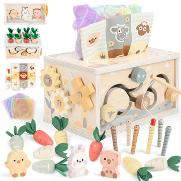 DINORUN Baby Tissue Box Toy - Baby Toys 18 Months 2 3 4 Years Montessori Toys for Babies 18 Months with Crinkle, Infant Activity
