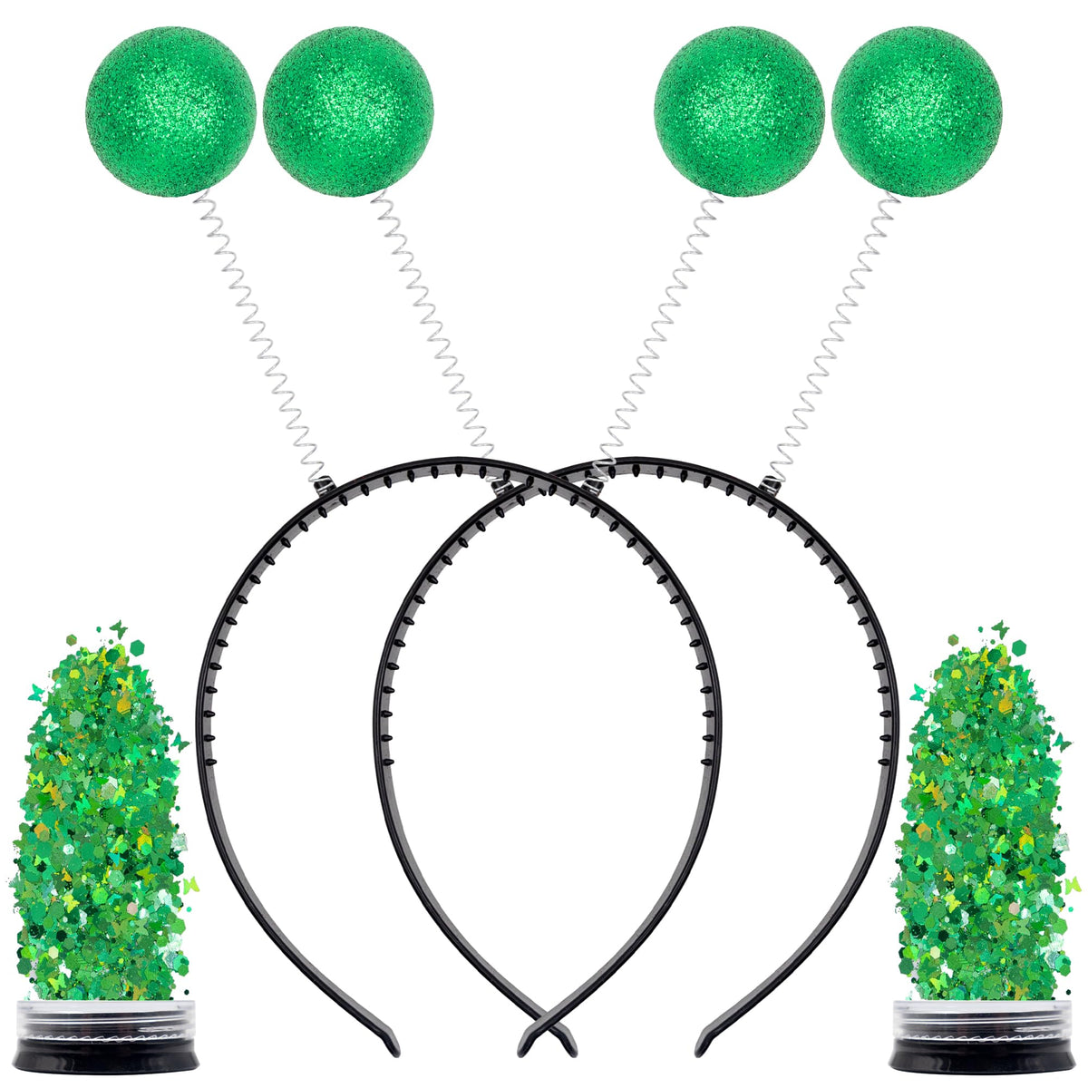 Funcredible Green Alien Headbands And Glitter - Martian Alien Antenna ...