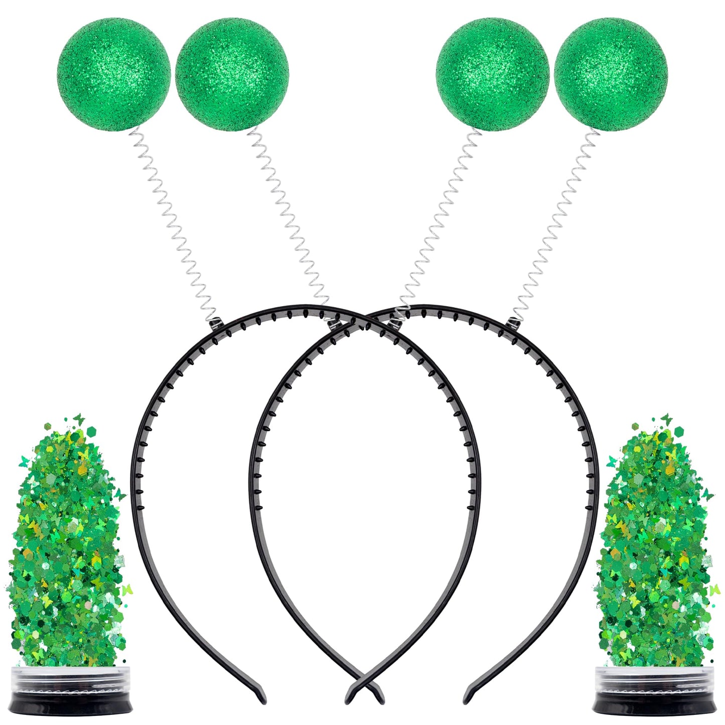 Funcredible Green Alien Headbands And Glitter - Martian Alien Antenna Headbands - Sparkly Alien Costume Accessories - Alien Hall