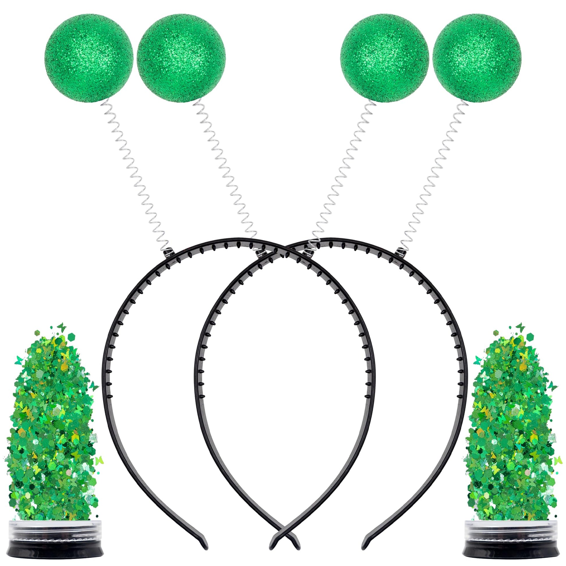 Funcredible Green Alien Headbands And Glitter - Martian Alien Antenna Headbands - Sparkly Alien Costume Accessories - Alien Hall