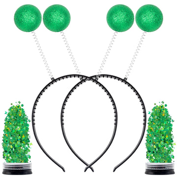 Funcredible Green Alien Headbands And Glitter - Martian Alien Antenna Headbands - Sparkly Alien Costume Accessories - Alien Hall
