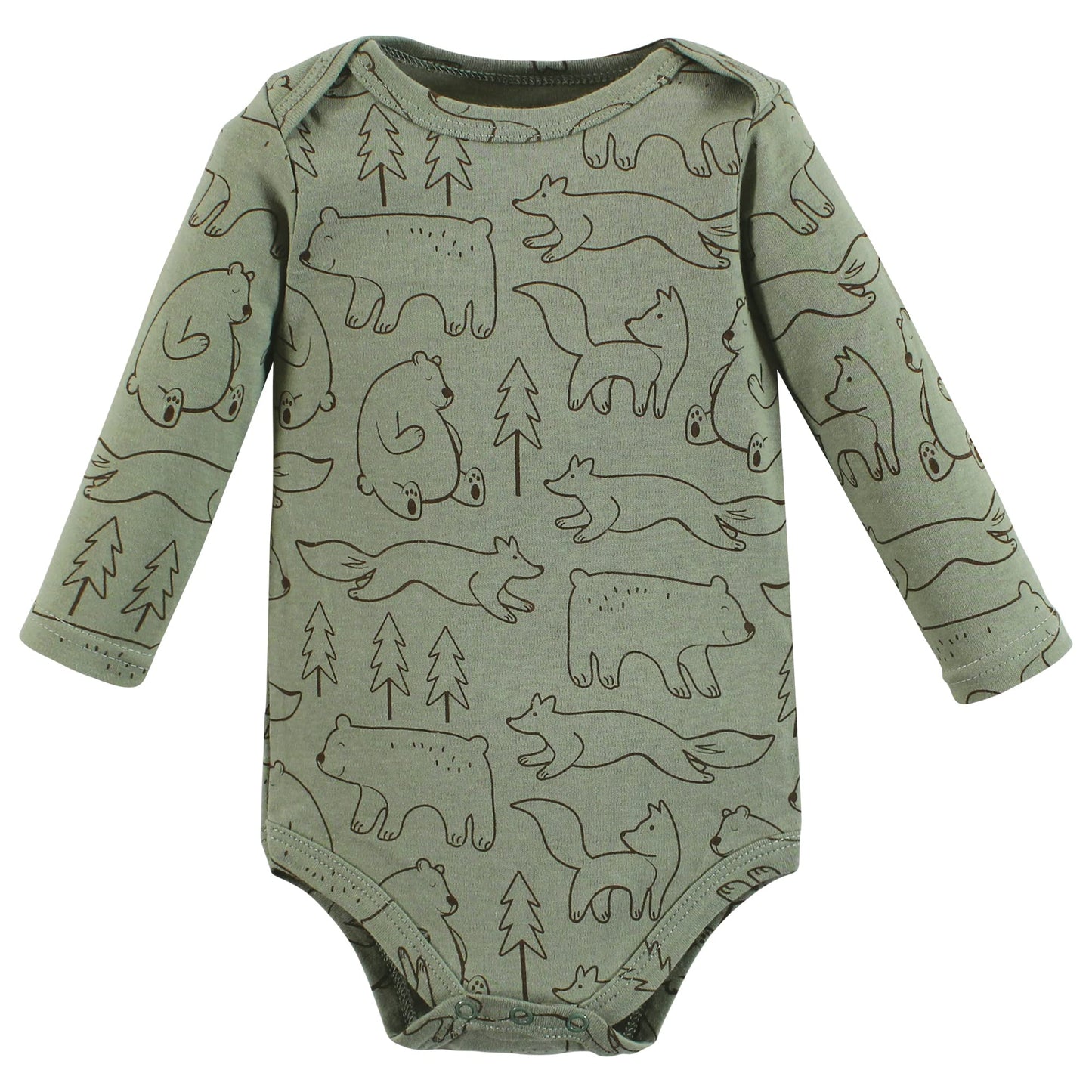 Hudson Baby Unisex Baby Cotton Long-Sleeve Bodysuits, Camping Animals, 0-3 Months