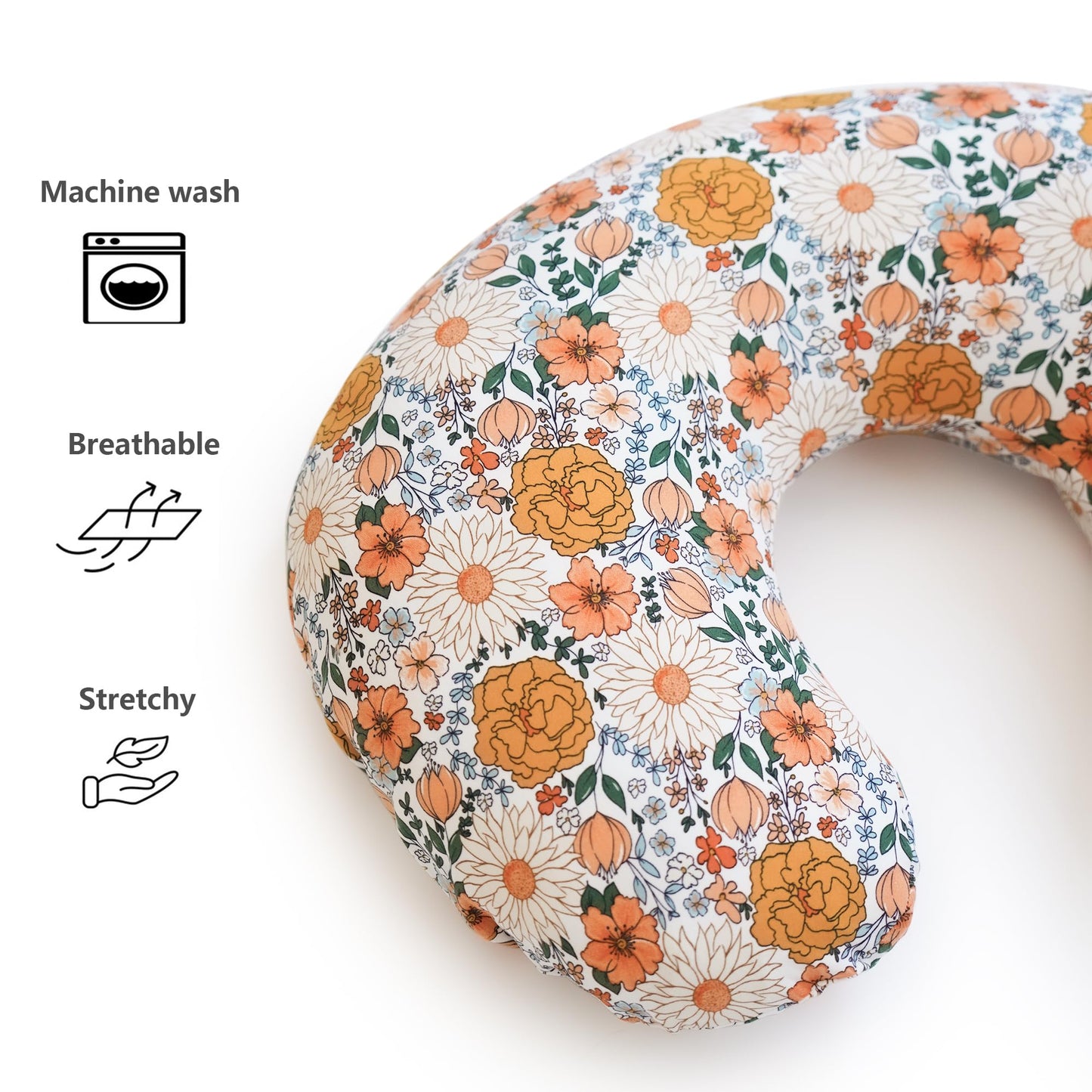 Konssy 2 Pack Nursing Pillow Covers, Stretchy And Soft Nursing Cover For Breastfeeding Pillows, Pillow Slipcover For Baby Girls