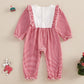 Doisbetthsay Baby Girl Romper Long Sleeve Jumpsuit Hearts Infant Newborn Clothes My First Valentines Baby Girl Outfit (Santa Red
