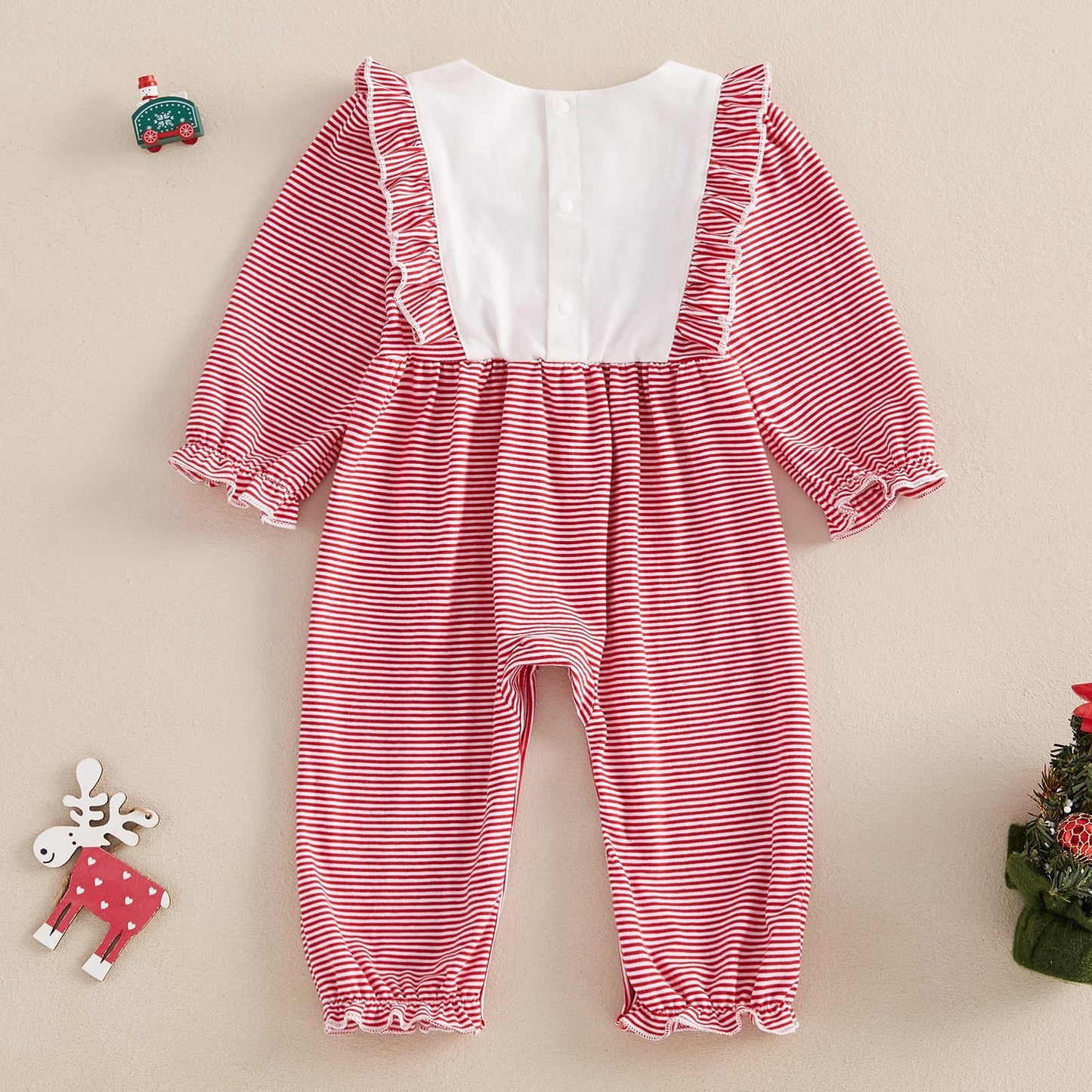 Doisbetthsay Baby Girl Romper Long Sleeve Jumpsuit Hearts Infant Newborn Clothes My First Valentines Baby Girl Outfit (Santa Red
