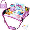 AZAMIA Kids Travel Tray for Toddler Carseat, Road Trip Activities Essentials for Toddler, Kids Lap Desk Tray with Tablet Holder 