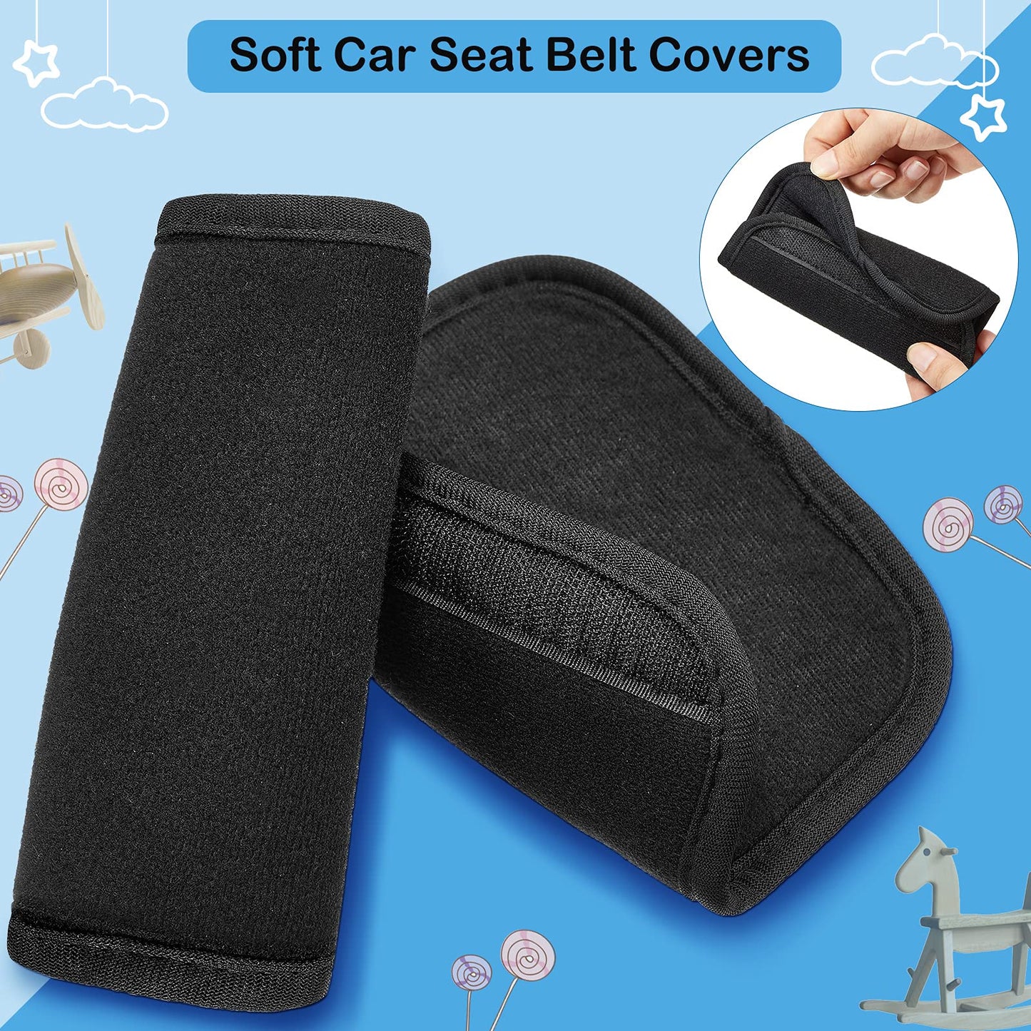 4 Pieces Baby Car Seat Belt Covers Soft Car Seat Straps Shoulder Pads For Kid Infant Stroller Strap Covers Seat Safety Belt Cush