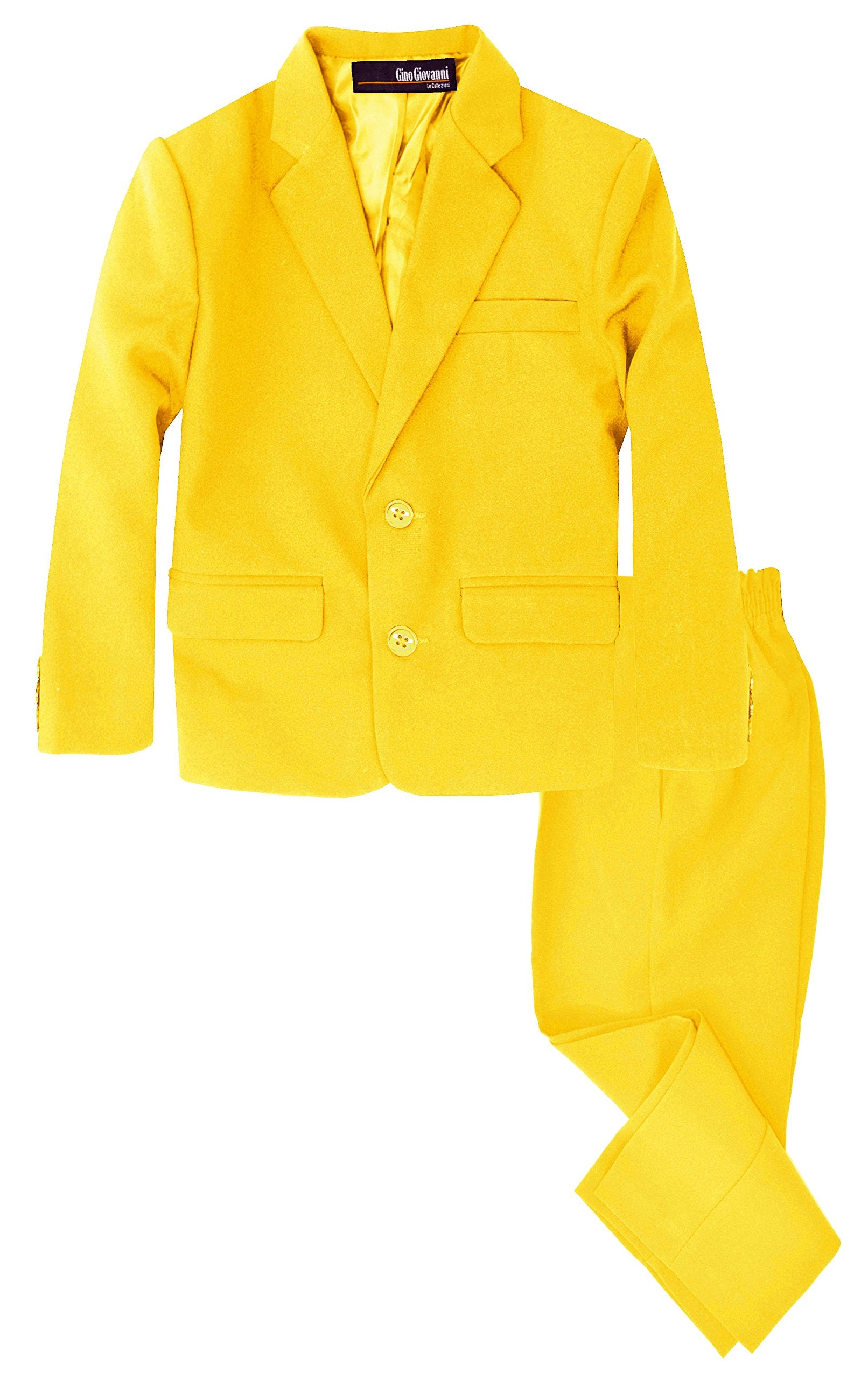 G218 Boys 2 Piece Suit Set Toddler To Teen (10, Yellow)