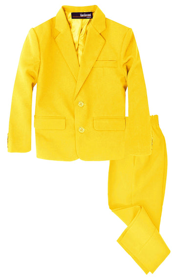 G218 Boys 2 Piece Suit Set Toddler To Teen (Medium/6-12 Months, Yellow)