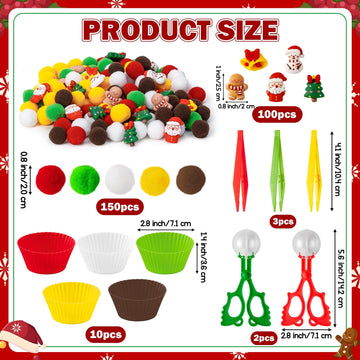 FFyhiinski Christmas Sensory Bin Fillers - 266Pcs Christmas Winter Fine Motor Toys Counting Sorting Toys for Kids, Plastic Bead